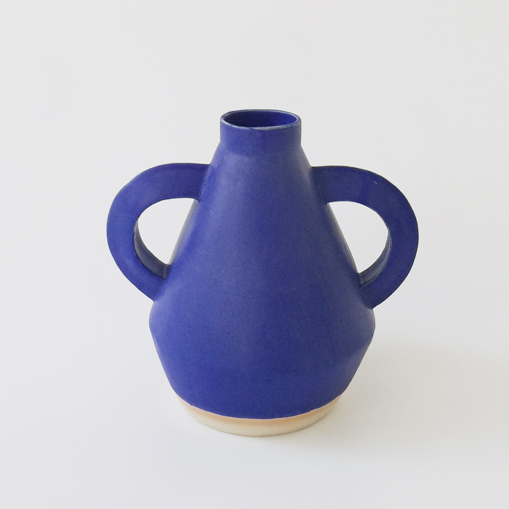 [SOPHIE ALDA] Jumbo Handled Diamond Vase In Blue