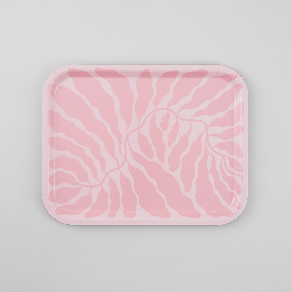 [WRAP] Pink Leaves Rectangle Art Tray