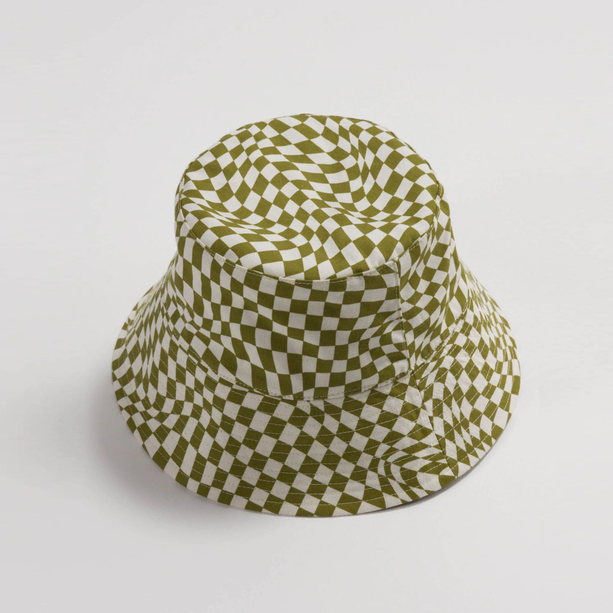 [BAGGU] Bucket Hat_Moss Trippy Checker