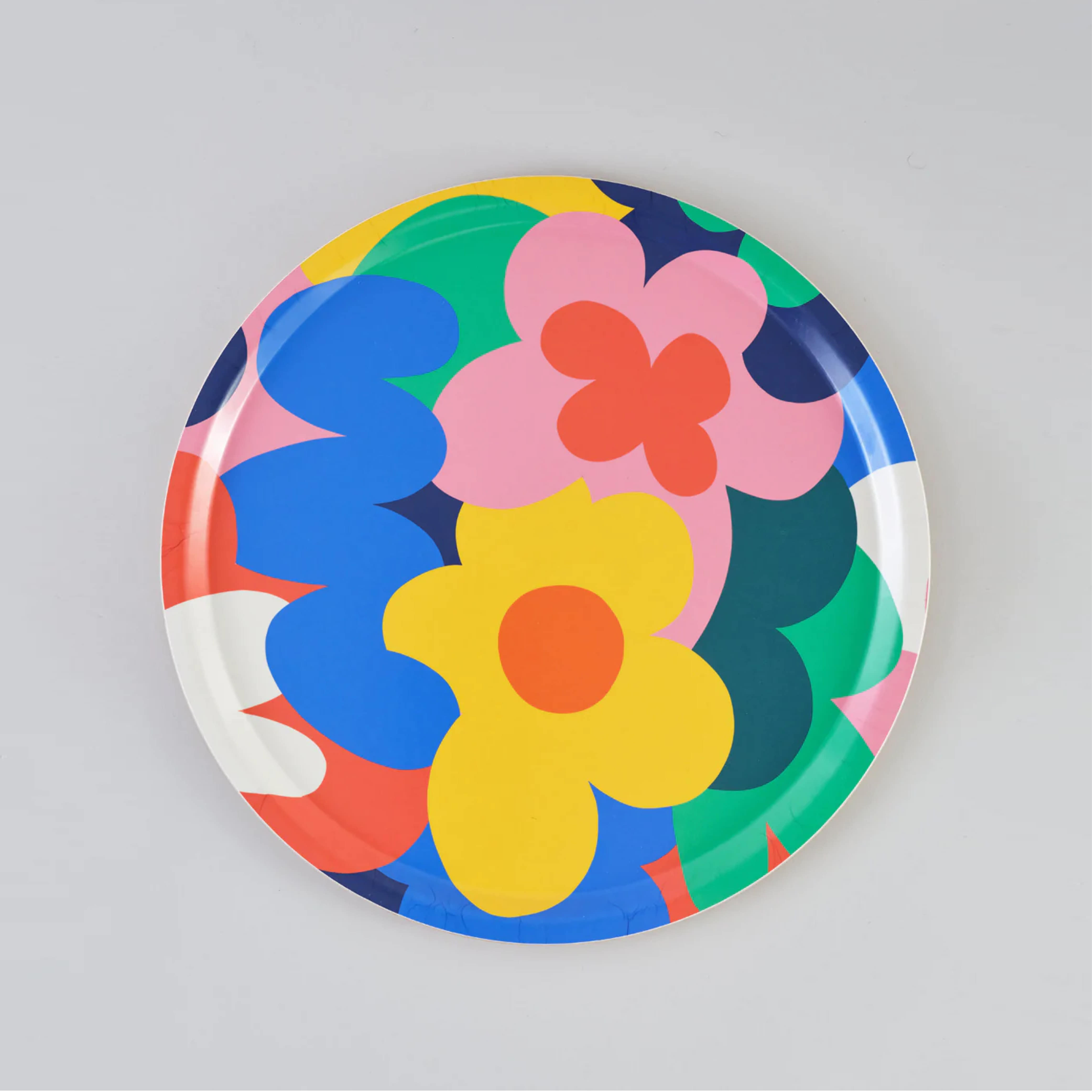 [WRAP] Floral Abstract Round Art Tray