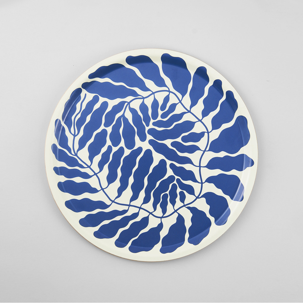 [WRAP] Blue Leaves Round Art Tray