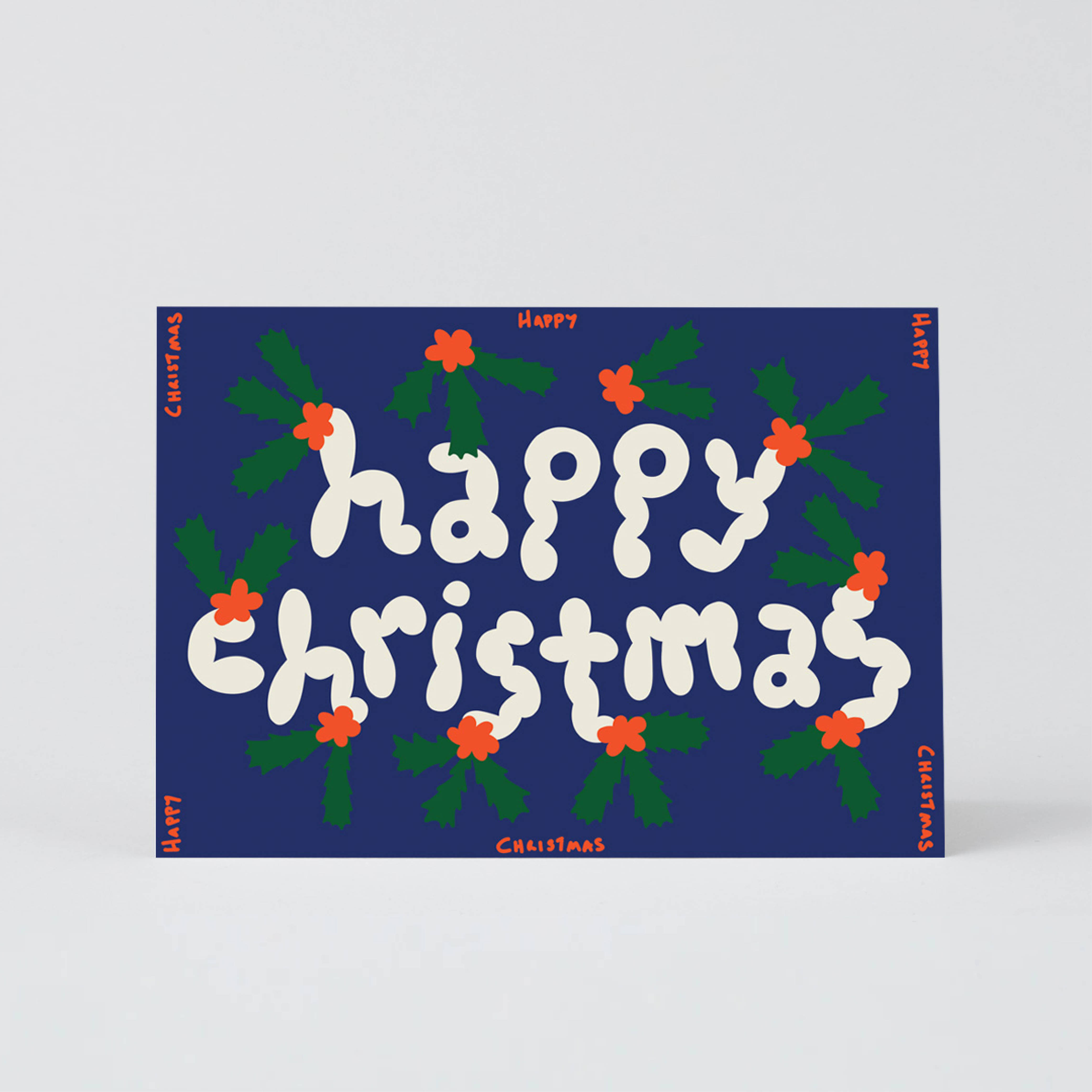 [WRAP] Happy Christmas Holly Embossed Christmas Card
